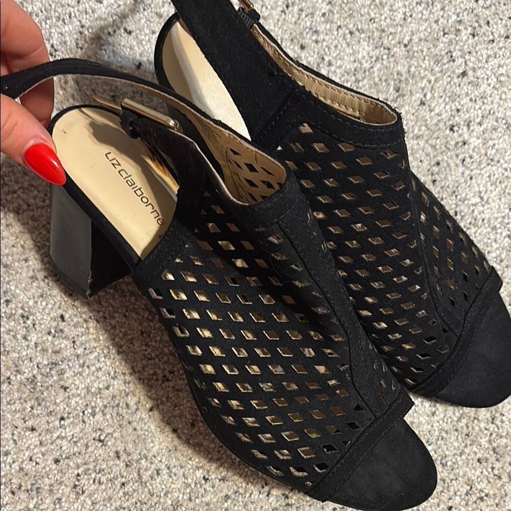 Liz Claiborne Black Heels with Chunky Block Heel